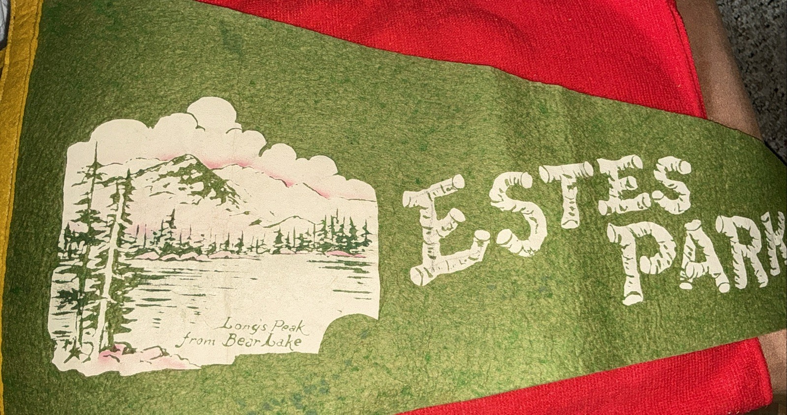 Vintage Estes Park Colorado Long’s Peak Felt Pennant With Scenic  Design 29”