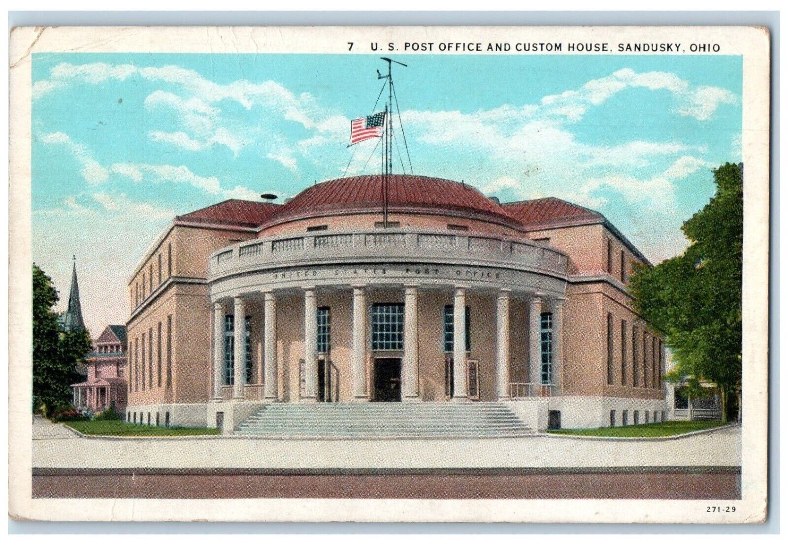 1934 U.S. Post Office And Custom House Sandusky Ohio OH Posted Vintage Postcard