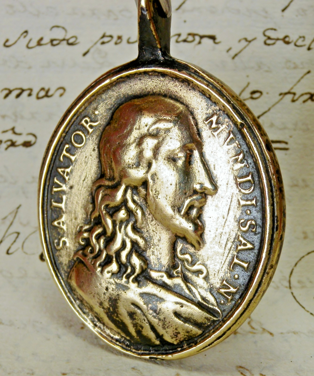 JESUS SAVIOR & VIRGIN MARY SALVATOR MUNDI SALVATION CATHOLIC 18TH CENTURY MEDAL
