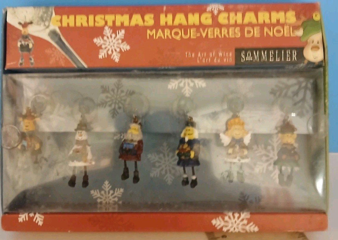 Vintage 2003 Christmas Hang Charms 'The Art of Wine' (Set Of 6)