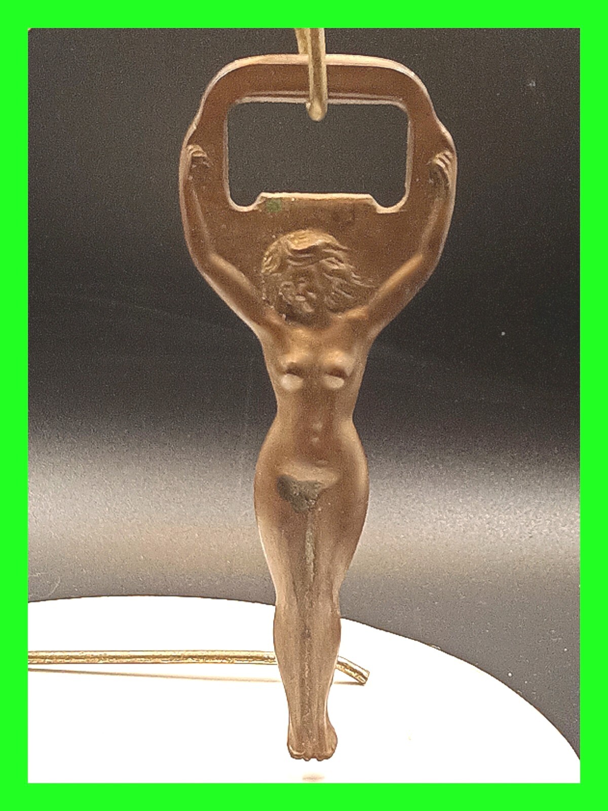 Circa 1930's Antique European Brass Risque Art Deco Naked Lady Bottle Opener 