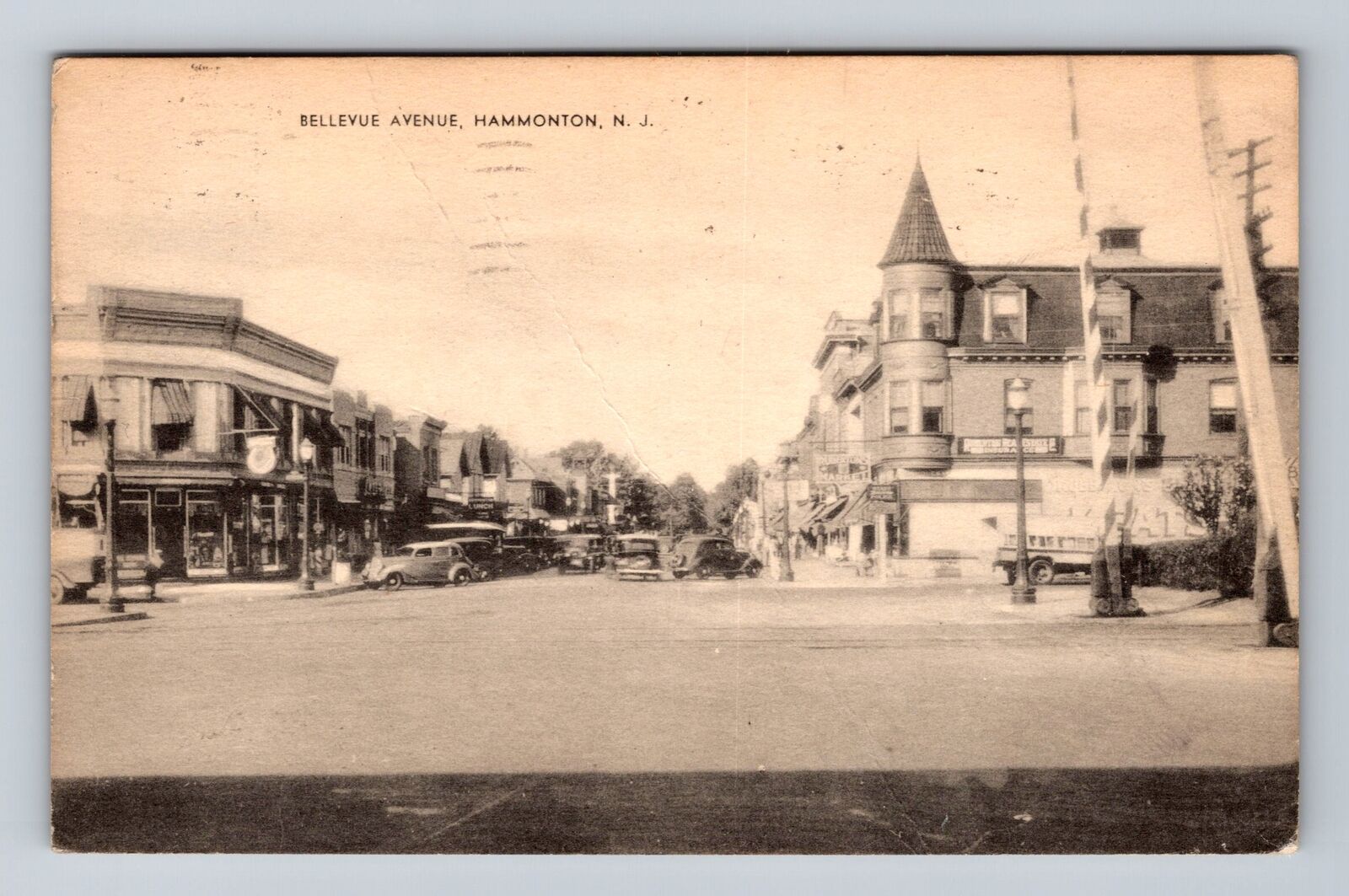 Hammonton NJ-New Jersey, Scenic View Of Bellevue Avenue Vintage Postcard