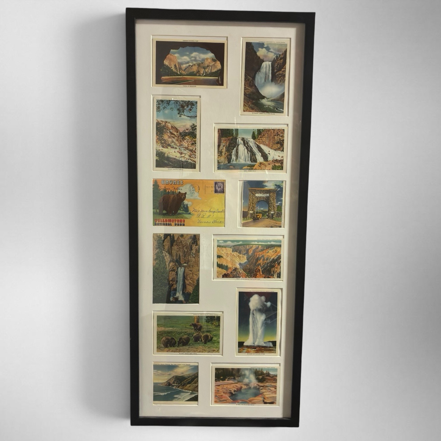 Framed Vintage Yellowstone National Park Postcard Collection