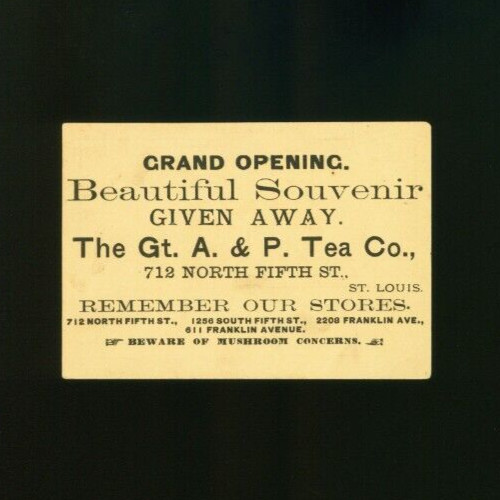 The Gt. A. & P. Tea Co. St. Louis Vintage Business Card The Gt. A. & P. Tea Co. St. Louis Vintage Business Card