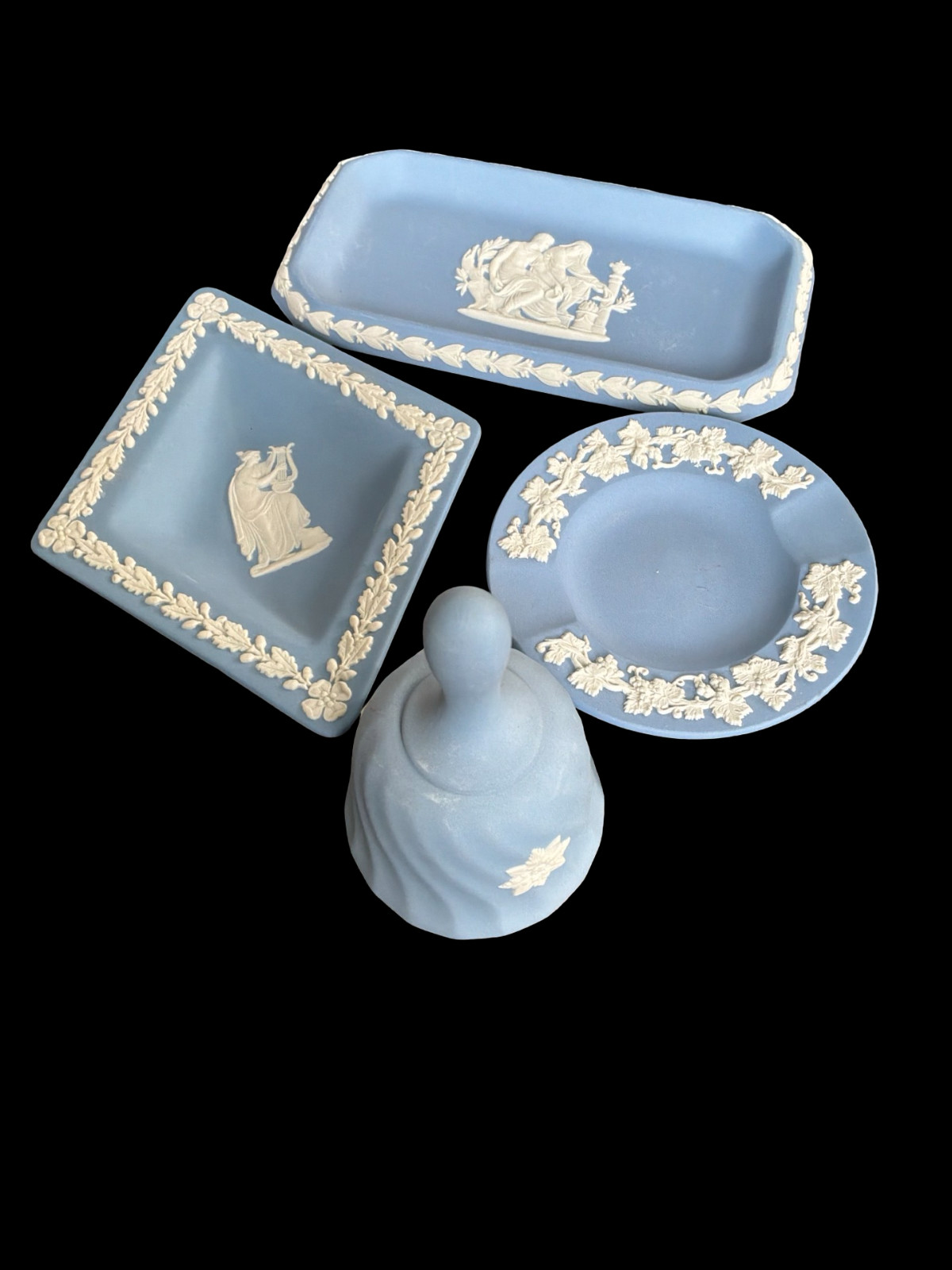 WEDGWOOD Blue Jasperware 4-Piece Set — Tray, Dish, Ashtray & Bell  Classic Neo