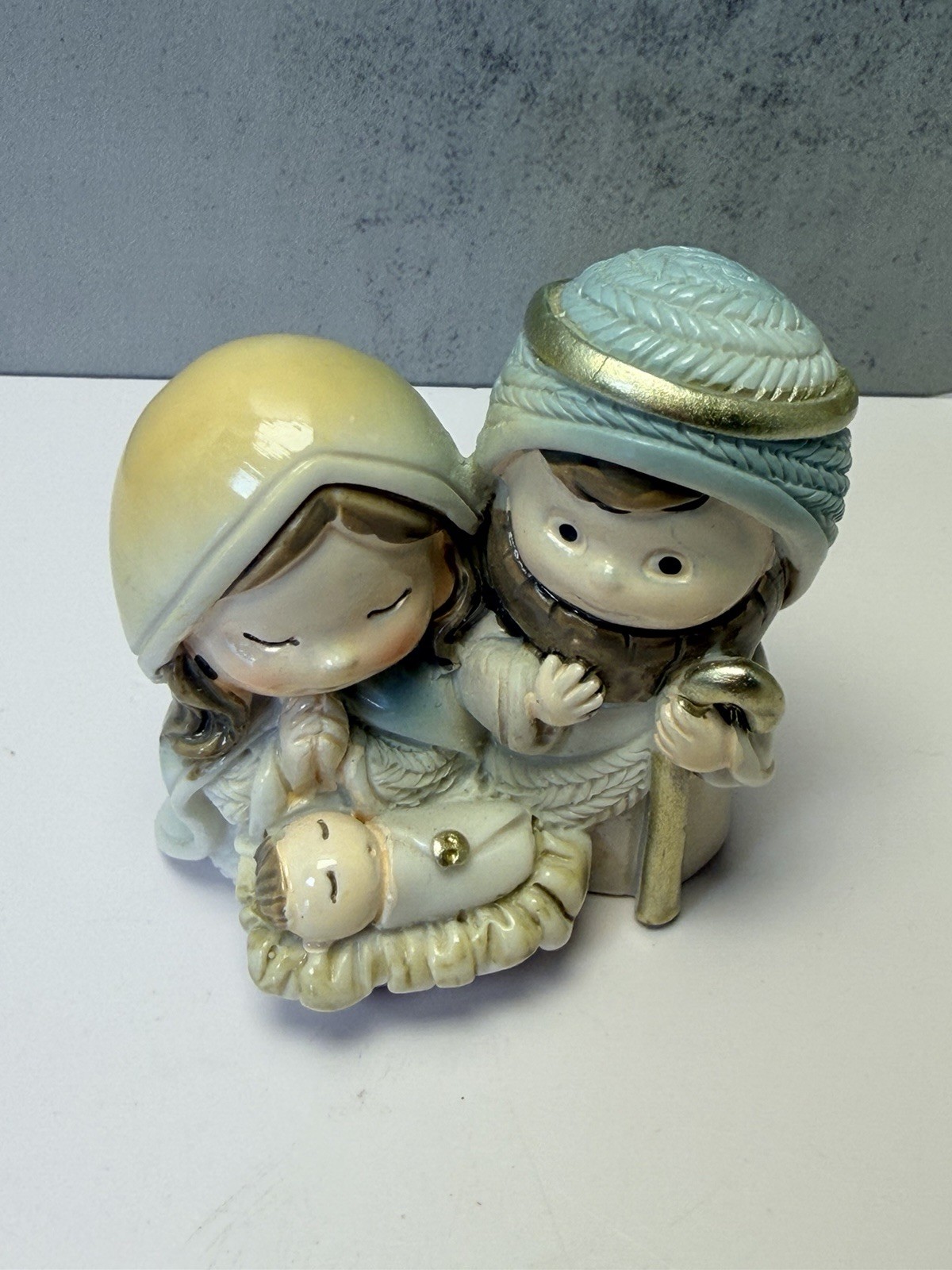 Baby Face Holy Family Mini Statue 2X2” Joseph Mary Baby Jesus Nativity Tiny