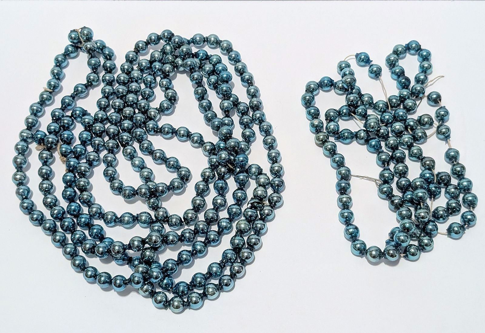 Lot of 2 VTG BLUE Mercury Glass Bead Christmas Tree Garlands Germany 167\