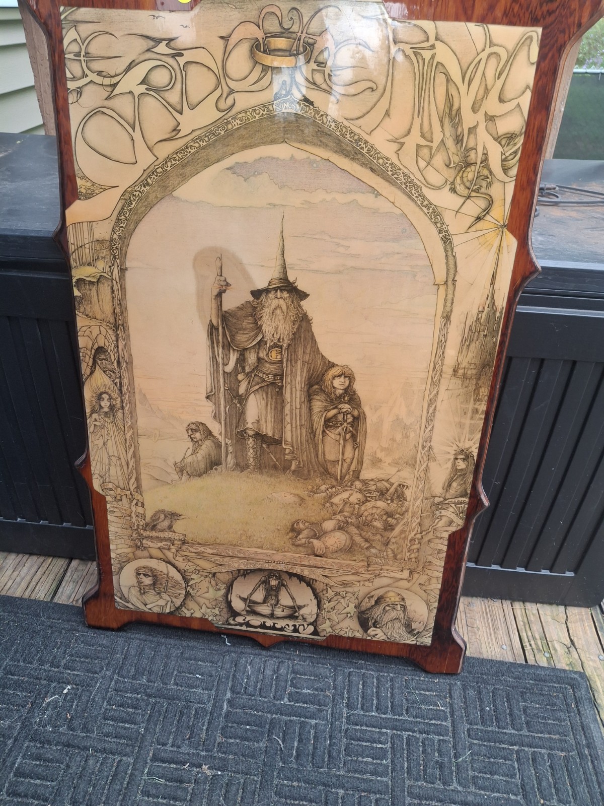 1976 Vintage Lord of the Rings LOTR Wood Wall Plaque by Jimmy Cauty