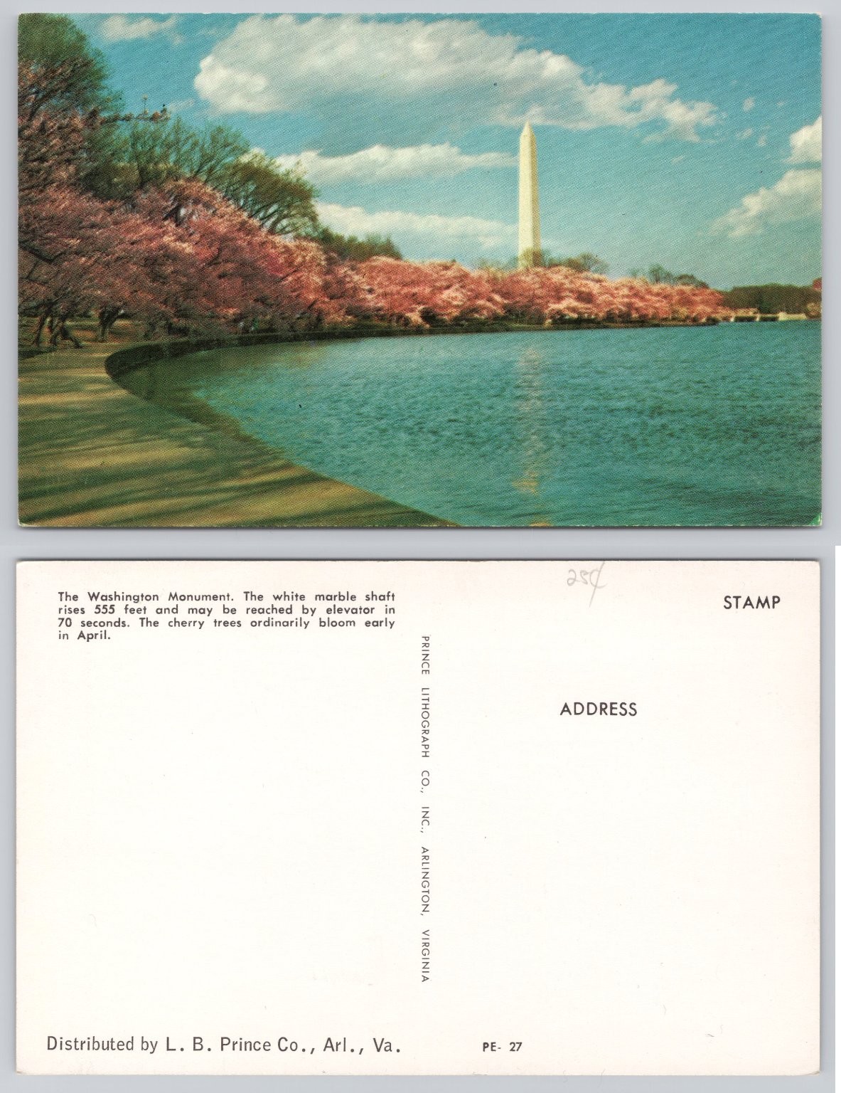 Vintage Washington DC Tidal Basin Cherry Blossoms Washington Monument Linen