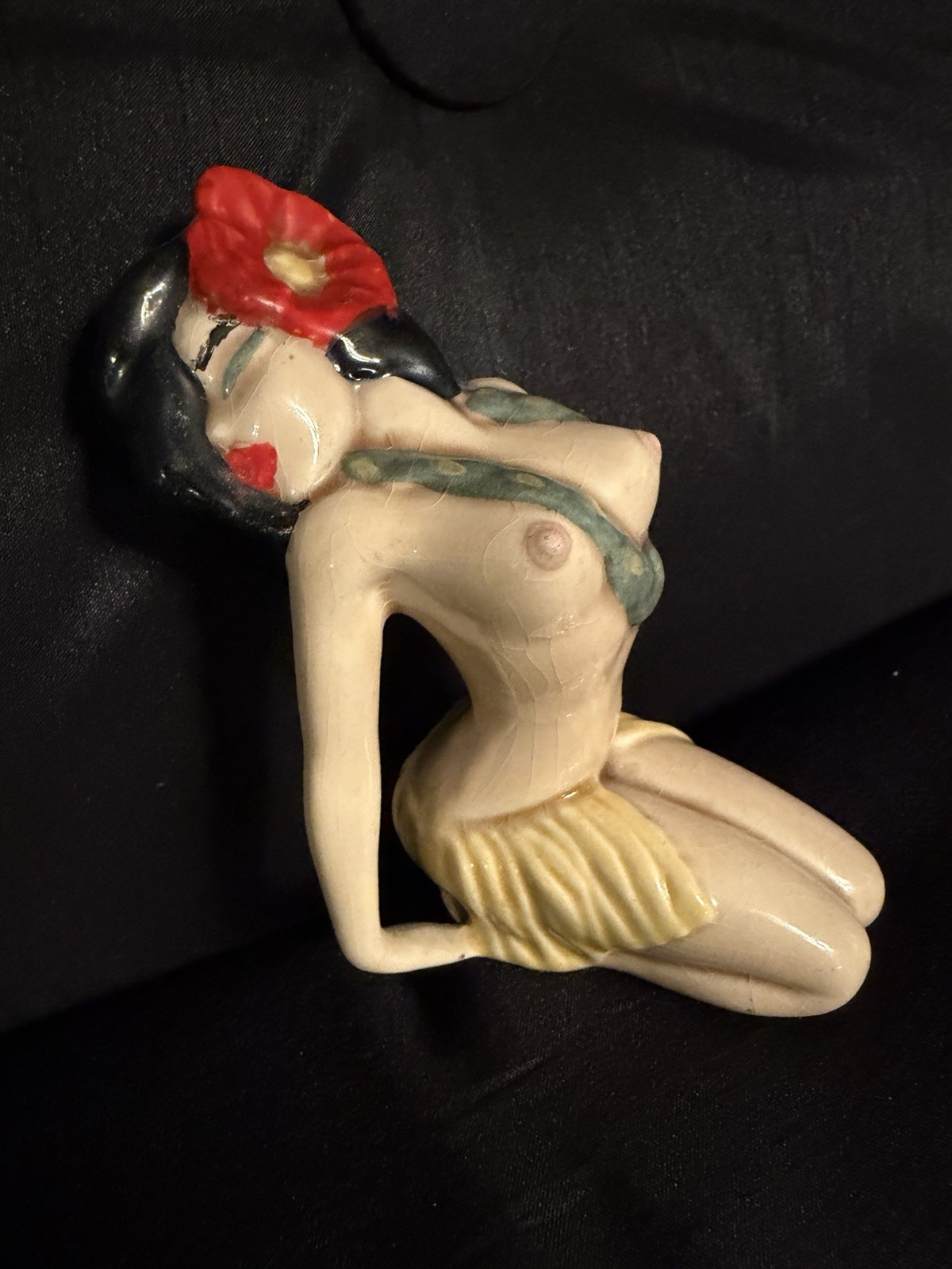 Dorothy Kindell Hula Girl Bottle Stopper   California Hawaiiana Art Pottery 4 In