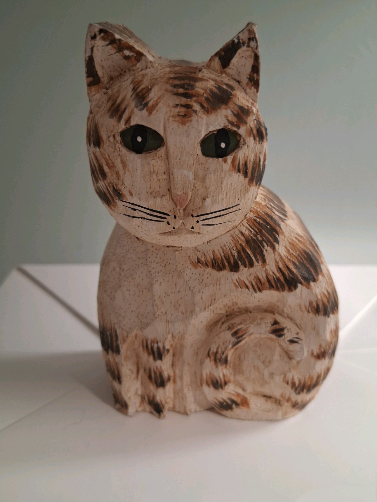 James Haddon Hand Carved Wood, Artist Signed Tabby Cat Vintage 1980\'s James Haddon Hand Carved Wood, Artist Signed Tabby Cat Vintage 1980\'s