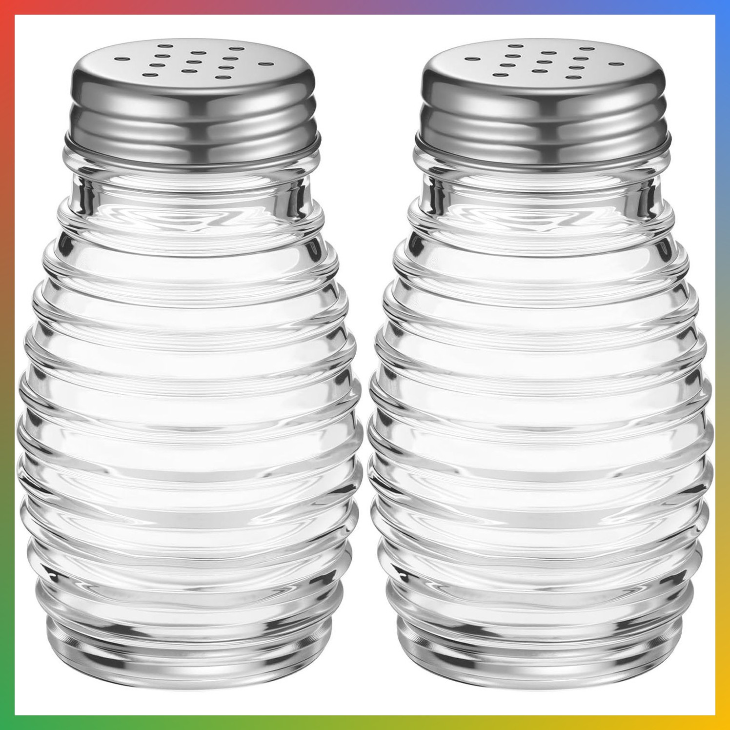 1 Set Retro Salt and Pepper Shakers Set Small Vintage Clear Glass Salt