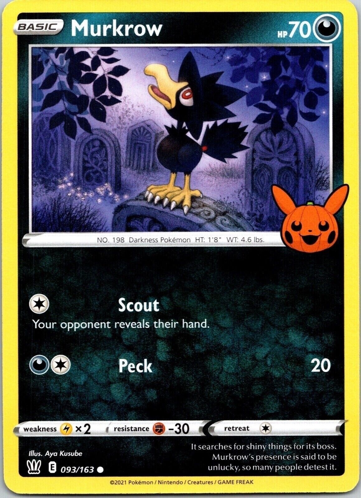 Murkrow 093/163 Regular Trick or Trade BOOster 2022 Halloween Pokemon TCG