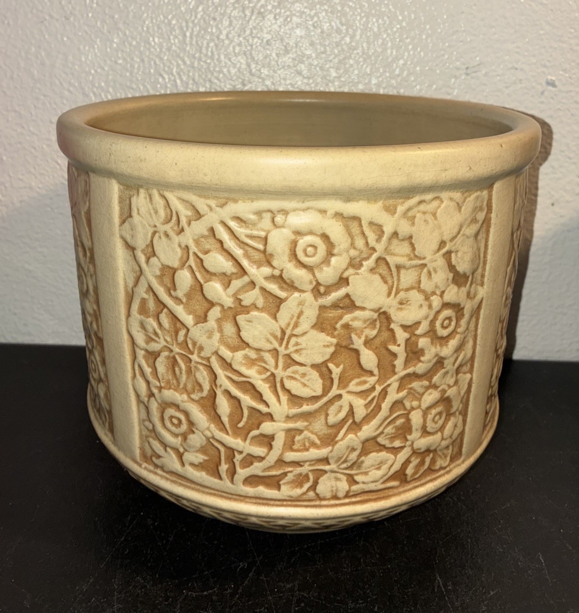 Antique Weller Clinton Ivory Planter Floral 10” Jardiniere 1914