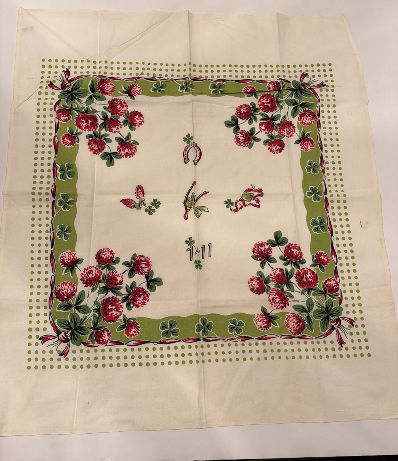 Vintage Mid Century Tea Towel 1940-1950 Startex Good Luck Kitchen Towel