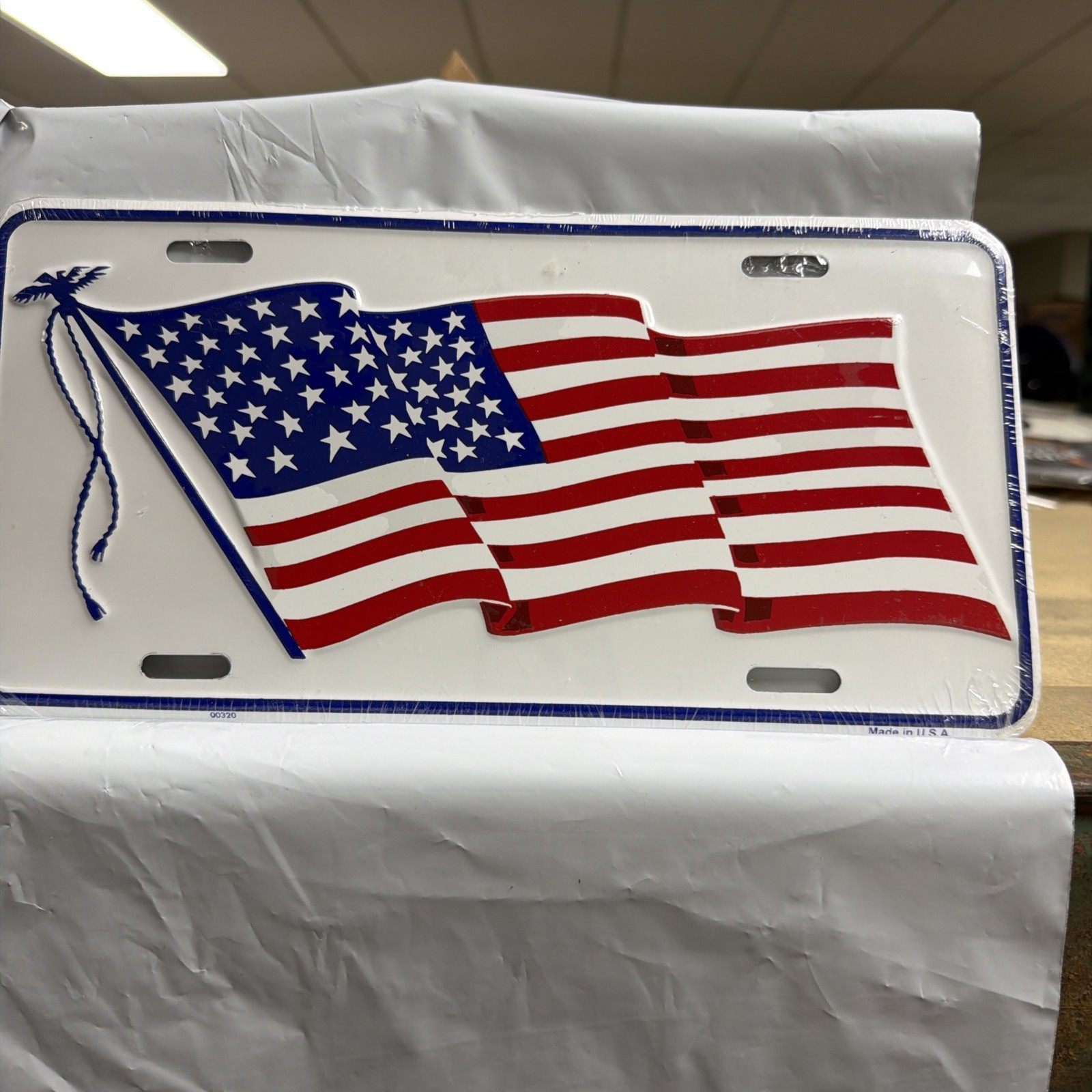 1980\'s USA FLAG BOOSTER License Plate  Wavy Flag NEW