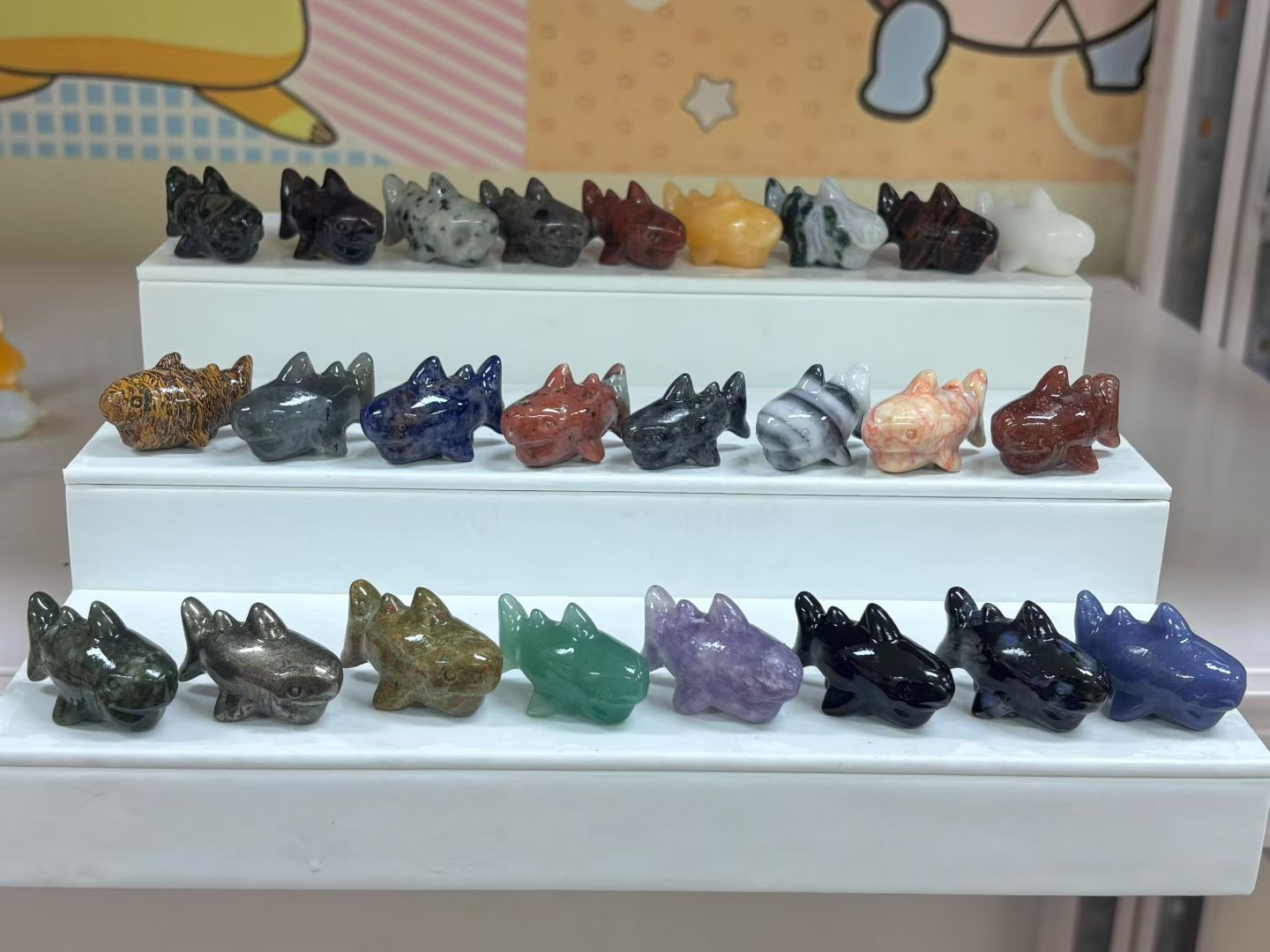 50pc Natural Mixed Quartz hand Carved shark crystal Reiki healing Gift Decor