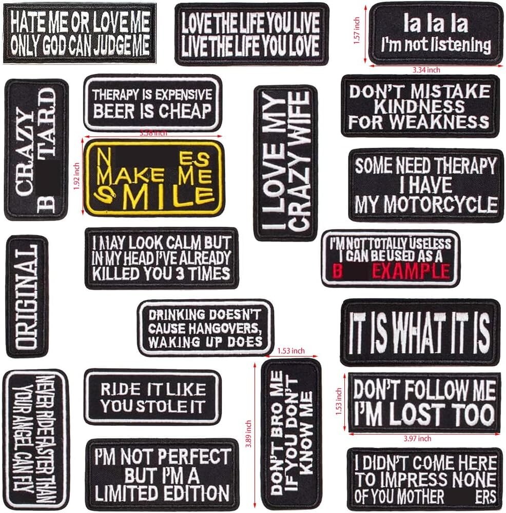 20 Pcs Sew On Iron On Patches for Motorcycle Biker Vest Backpacks Jeans New