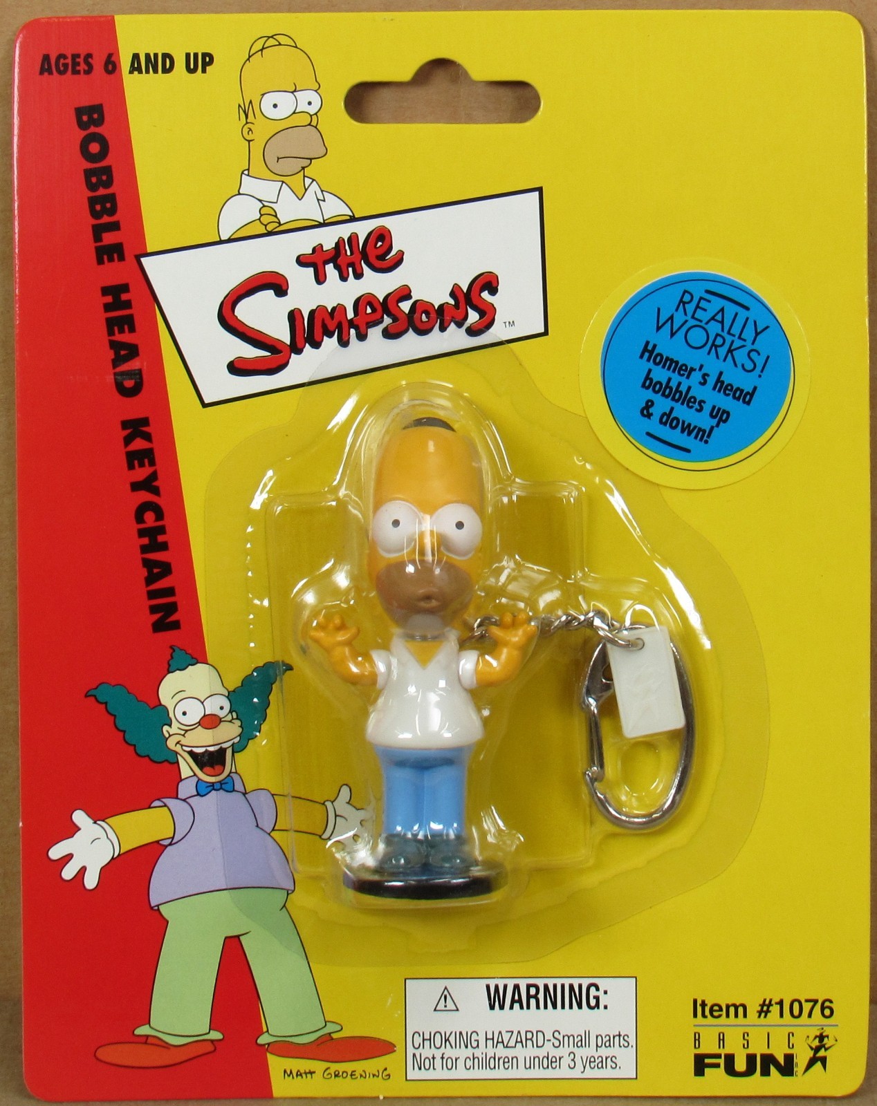 The Simpsons Homer Bobble Head Keychain by Basic Fun NIP 2002