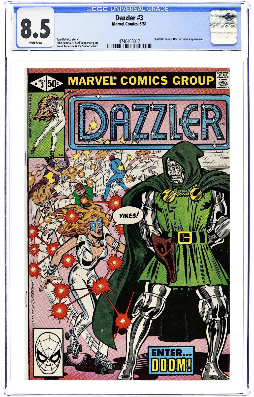 Dazzler #3 Doom Appearance - 1981 - CGC 8.5 - Brent Anderson & Joe Sinnott