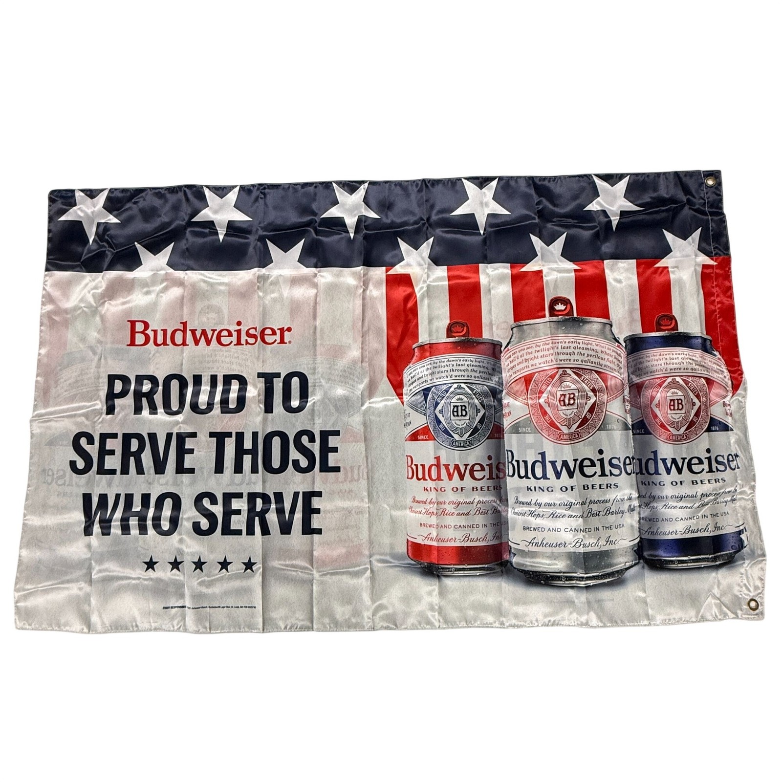 Budweiser Proud To Serve Those Who Serve Wall Banner Flag New 56