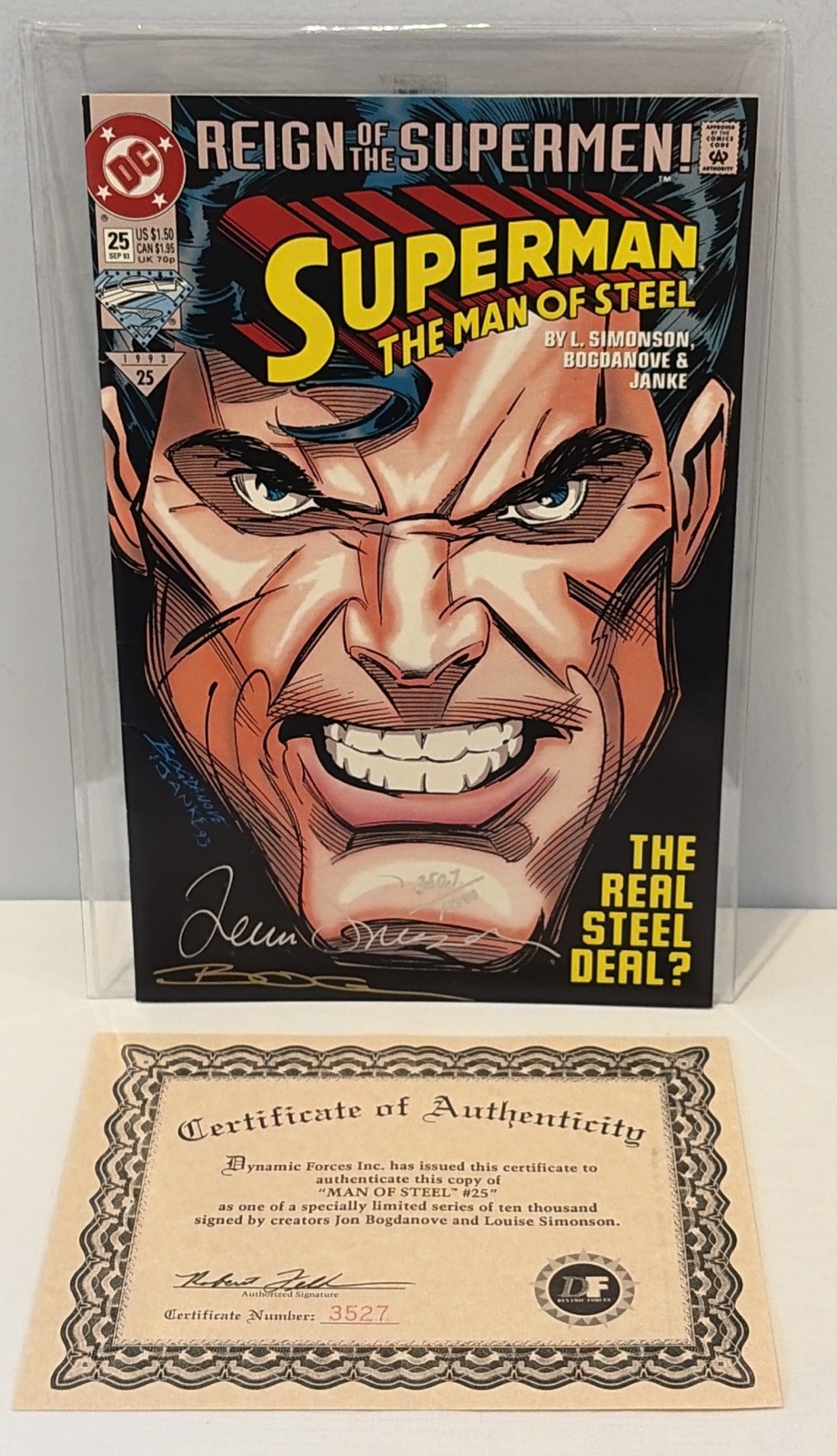 Superman The Man of Steel #25 Signed by Louise Simonson Dynamic Forces COA #3527