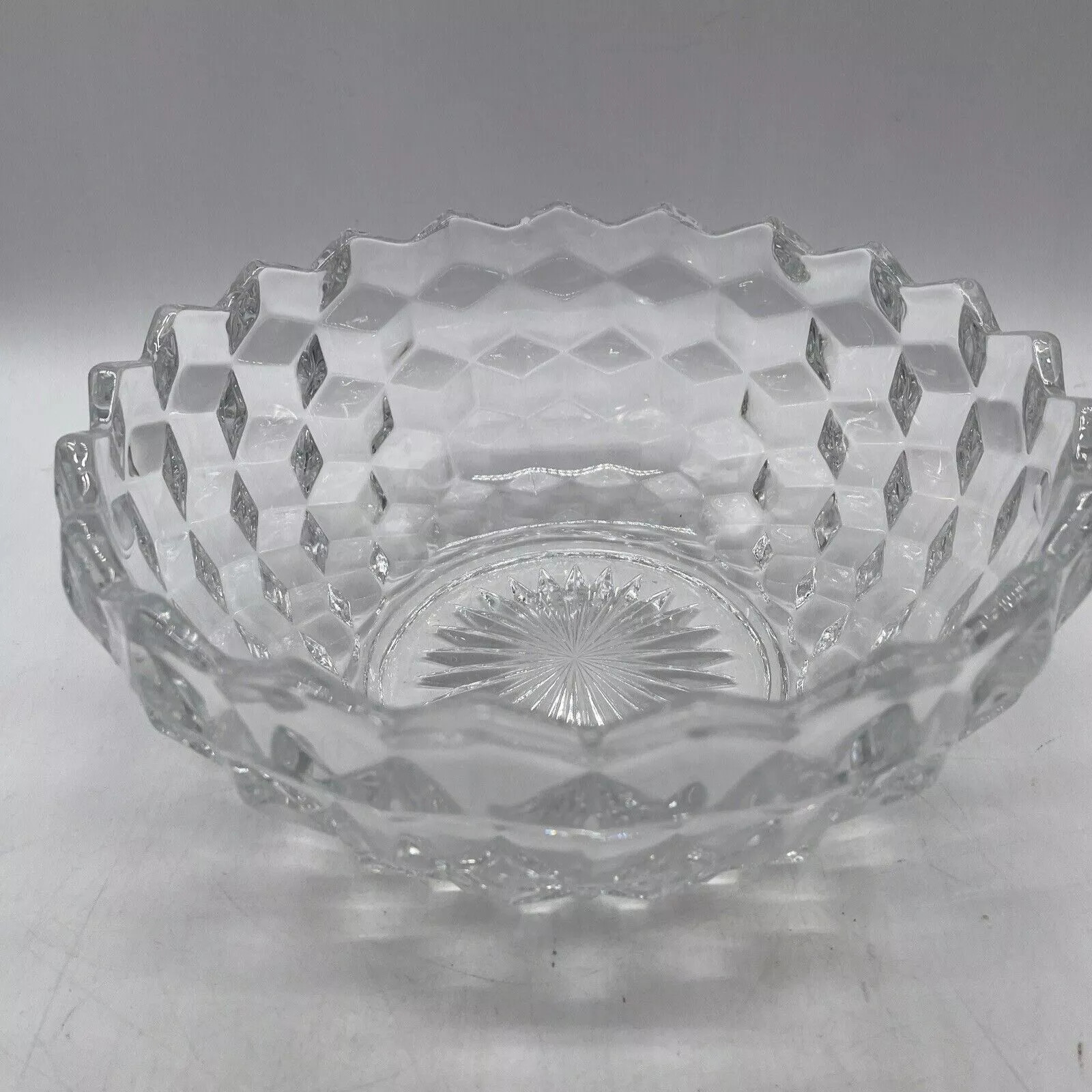 Large Bowl Fostoria American Elegant Glassware Hexagon-Ice Cube-Vtg-NEW