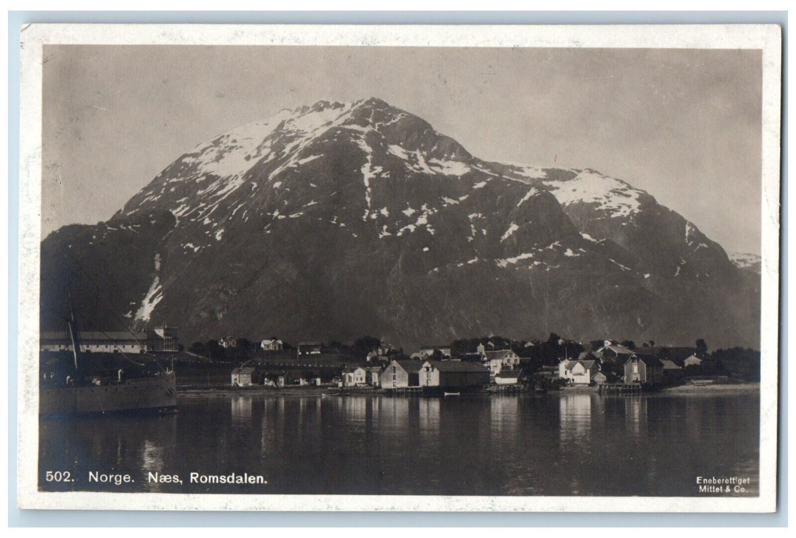 Naes Romsdal County Norway Postcard Steamer Landing Mountain c1920's RPPC Photo