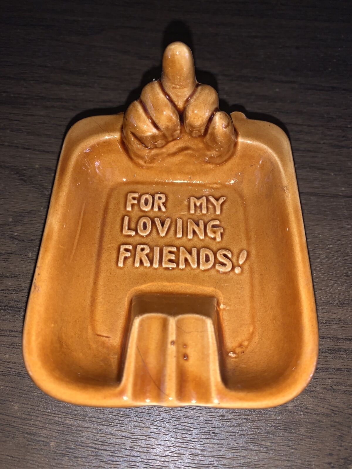 Vtg Humorous Ash Tray - Made In Japan - Flipping Off 