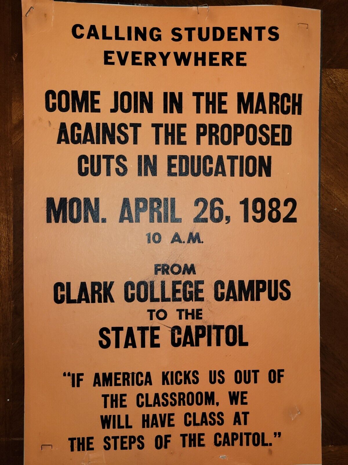 Super Rare Vintage 1982 Student Protest Poster Clark College Atlanta Georgia