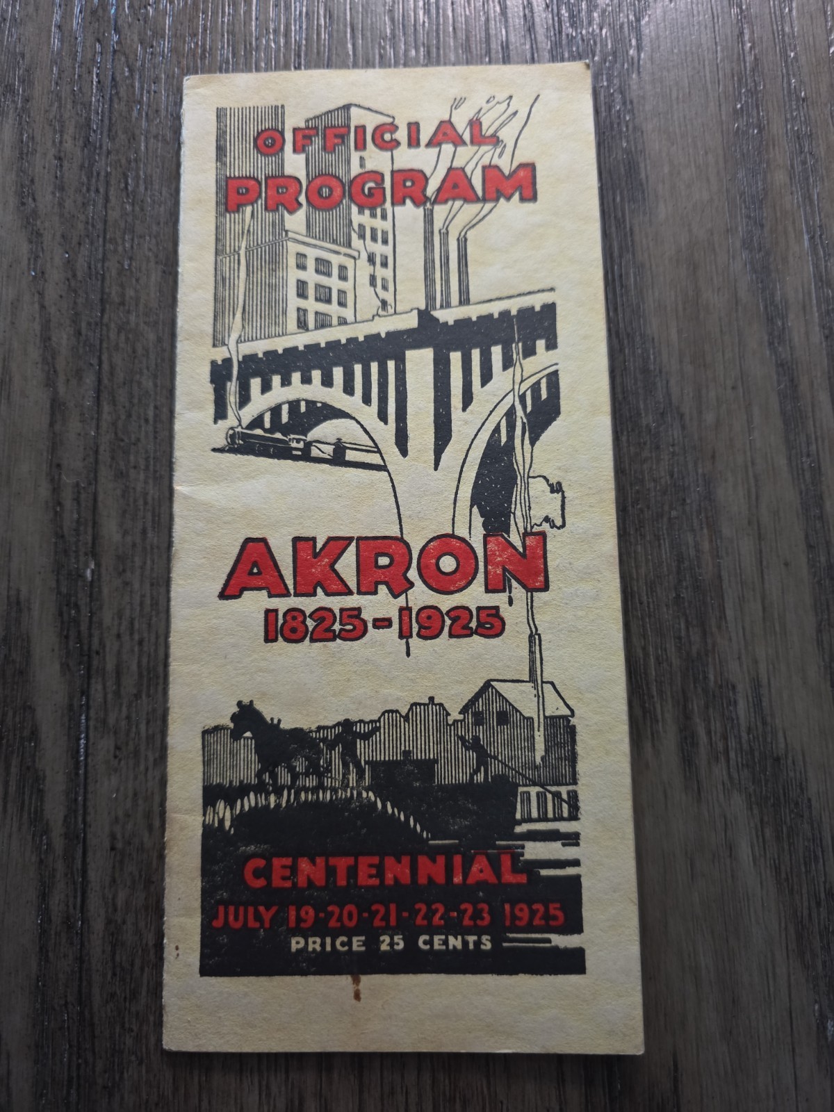 VTG Rare 1925 Akron Ohio Centennial Brochure Program