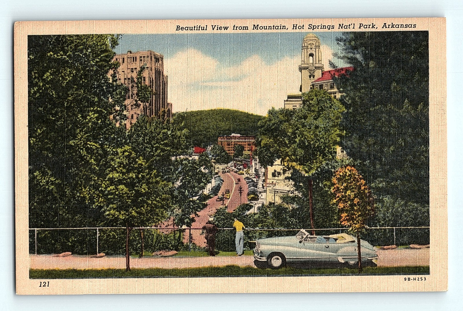 c1940s View from Mountain Hot Springs National Park Arkansas Linen Postcard G8