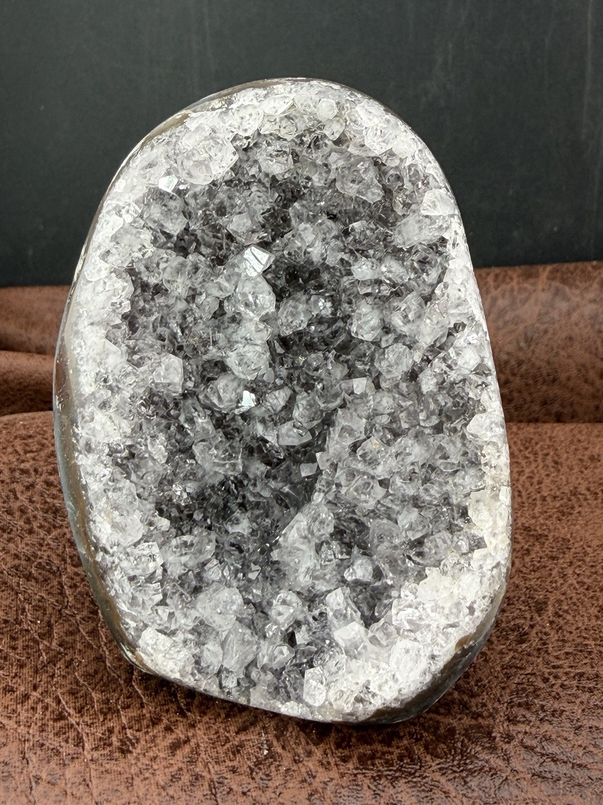 Black Amethyst Crystals in Cave Geode Lava Vug, from Uruguay 166  g.