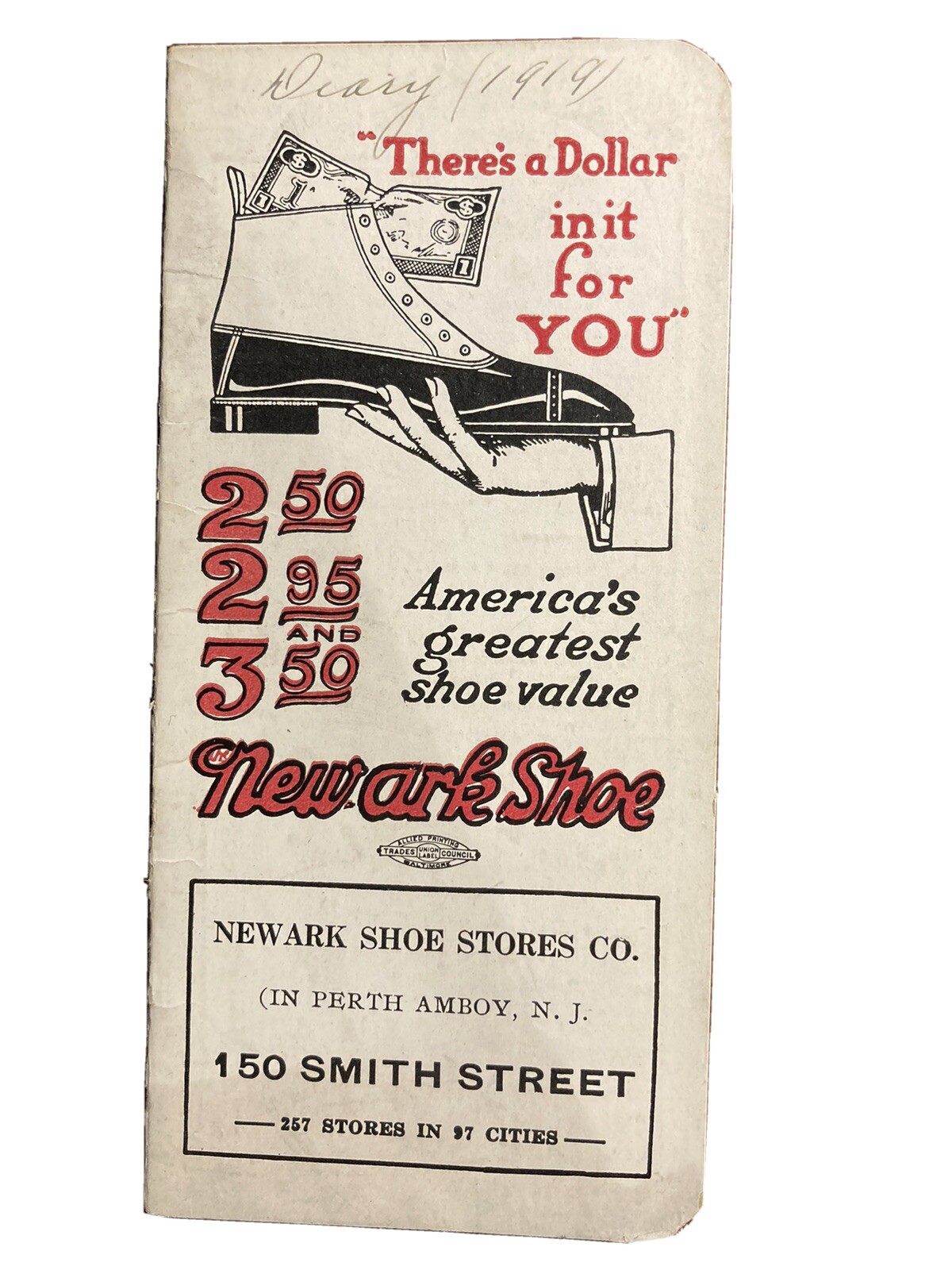 Newark Shoe Stores Perth Amboy New Jersey NJ Vintage Notebook