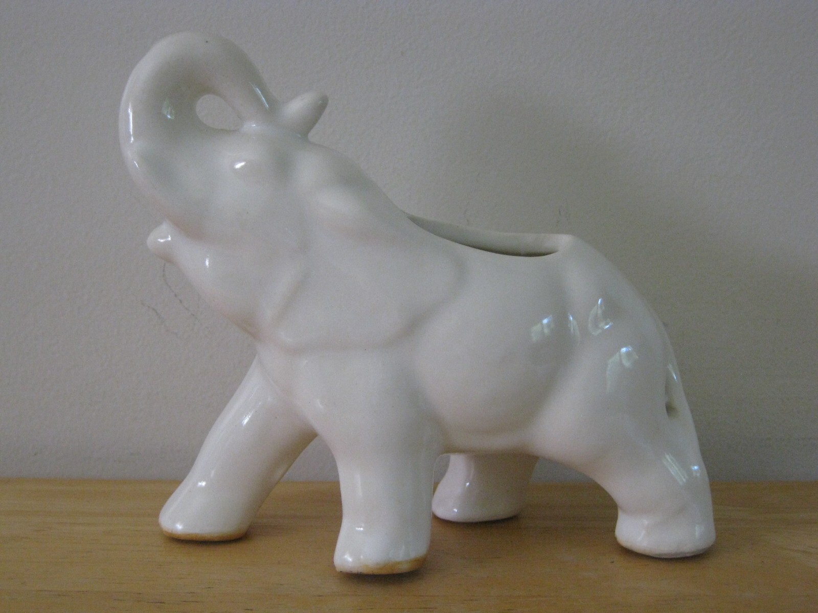 Vintage McCoy Trunk Up White Elephant Planter Ceramic Art