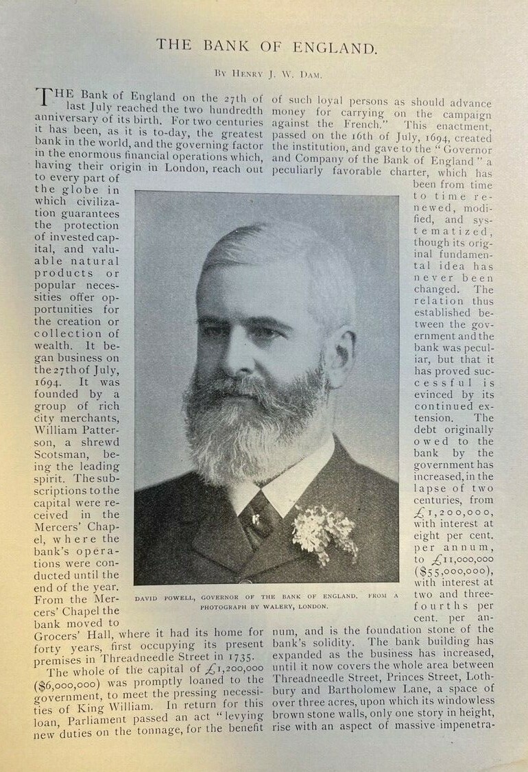 1895 Bank of England London England Davis Powell illustrated 1895 Bank of England London England Davis Powell illustrated