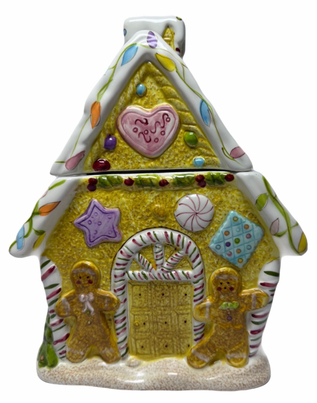 New Laurie Gates Christmas Cookie Jar HOLIDAY TREATS Gingerbread House Ceramic New Laurie Gates Christmas Cookie Jar HOLIDAY TREATS Gingerbread House Ceramic