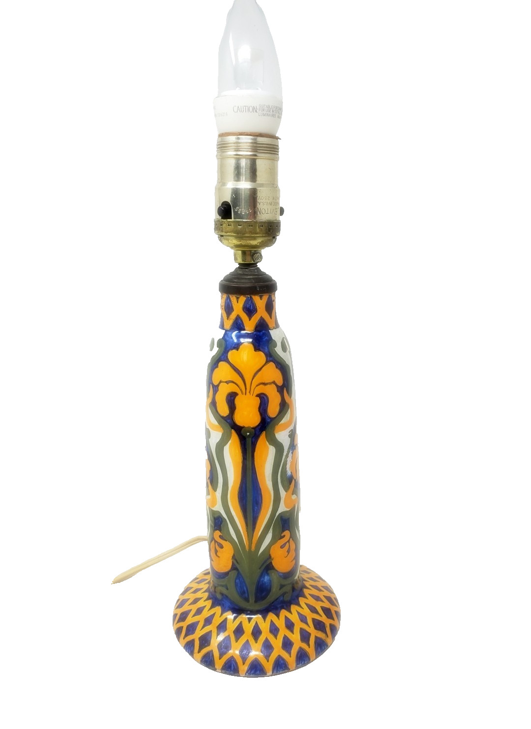 Jules Verlingue Faience Lamp - Hand Painted Irises - 9\