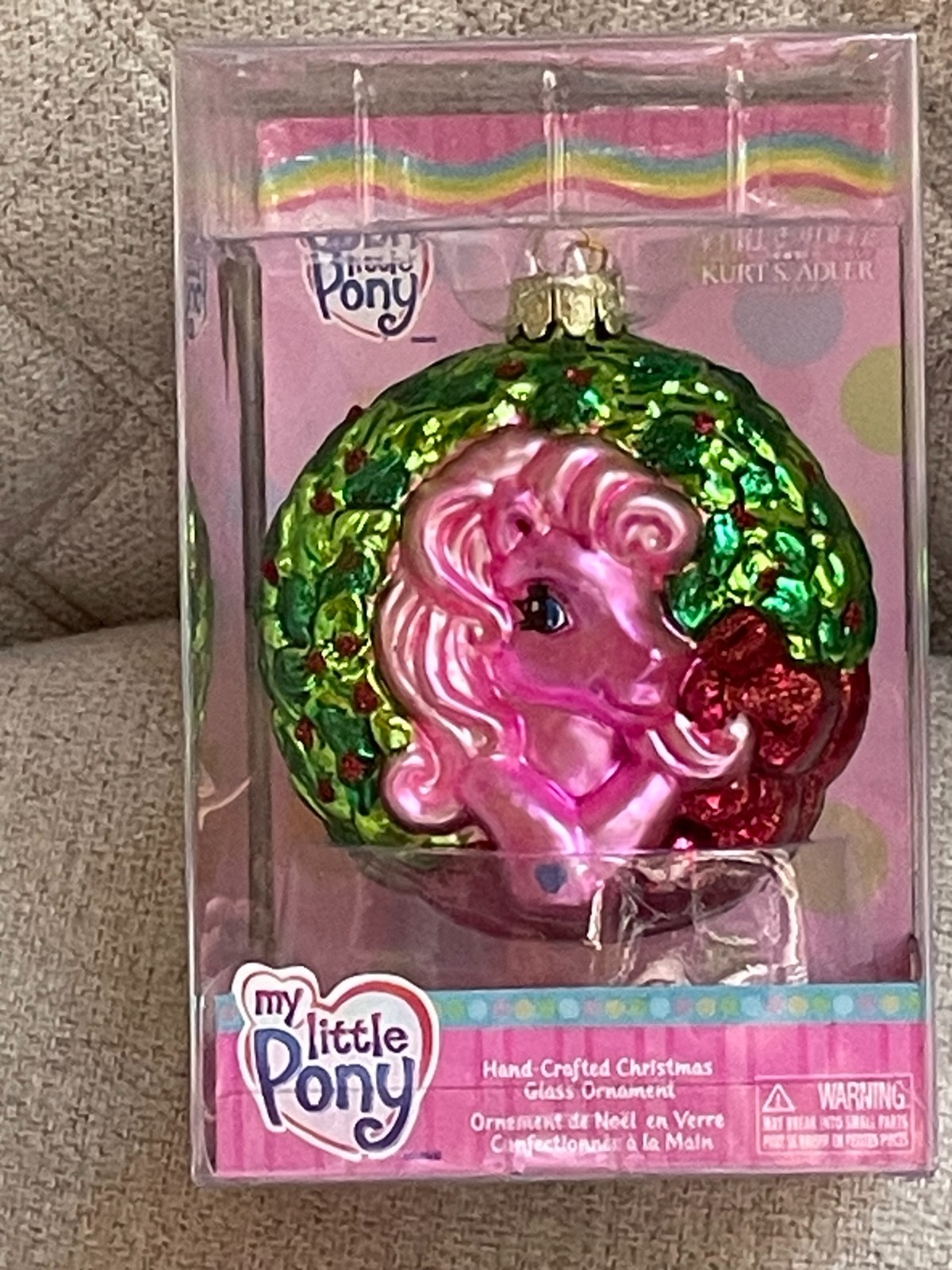 RARE 2007 MY LITTLE PONY KURT ADLER PINKIE PIE HAND CRAFTED GLASS ORNAMENT NEW