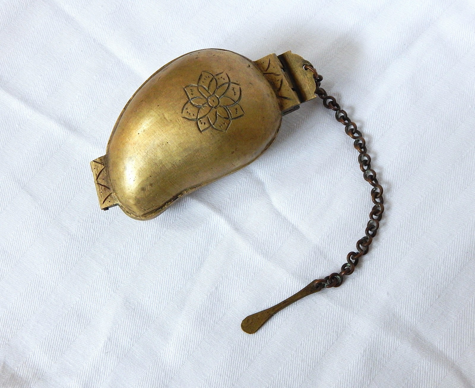 Antique Brass Snuff Holder? with Spoon