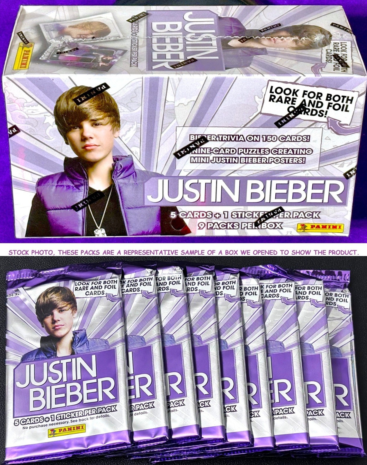 2010 Panini Justin Bieber FACTORY SEALED BOX = 9 Unopened PACKS Possible DRAKE ?