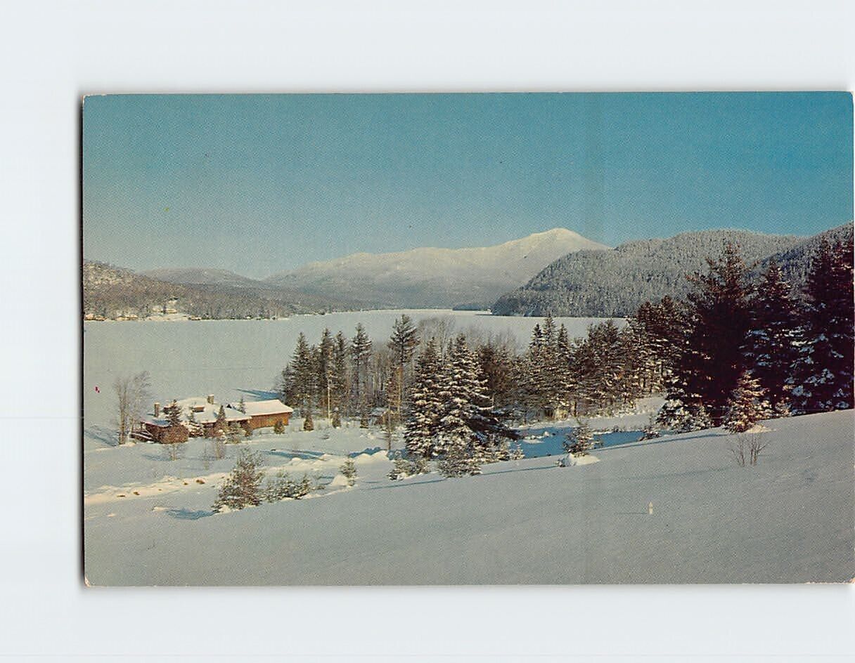 Postcard Lake & Whiteface Mountain Winter Lake Placid New York from Signal Hill