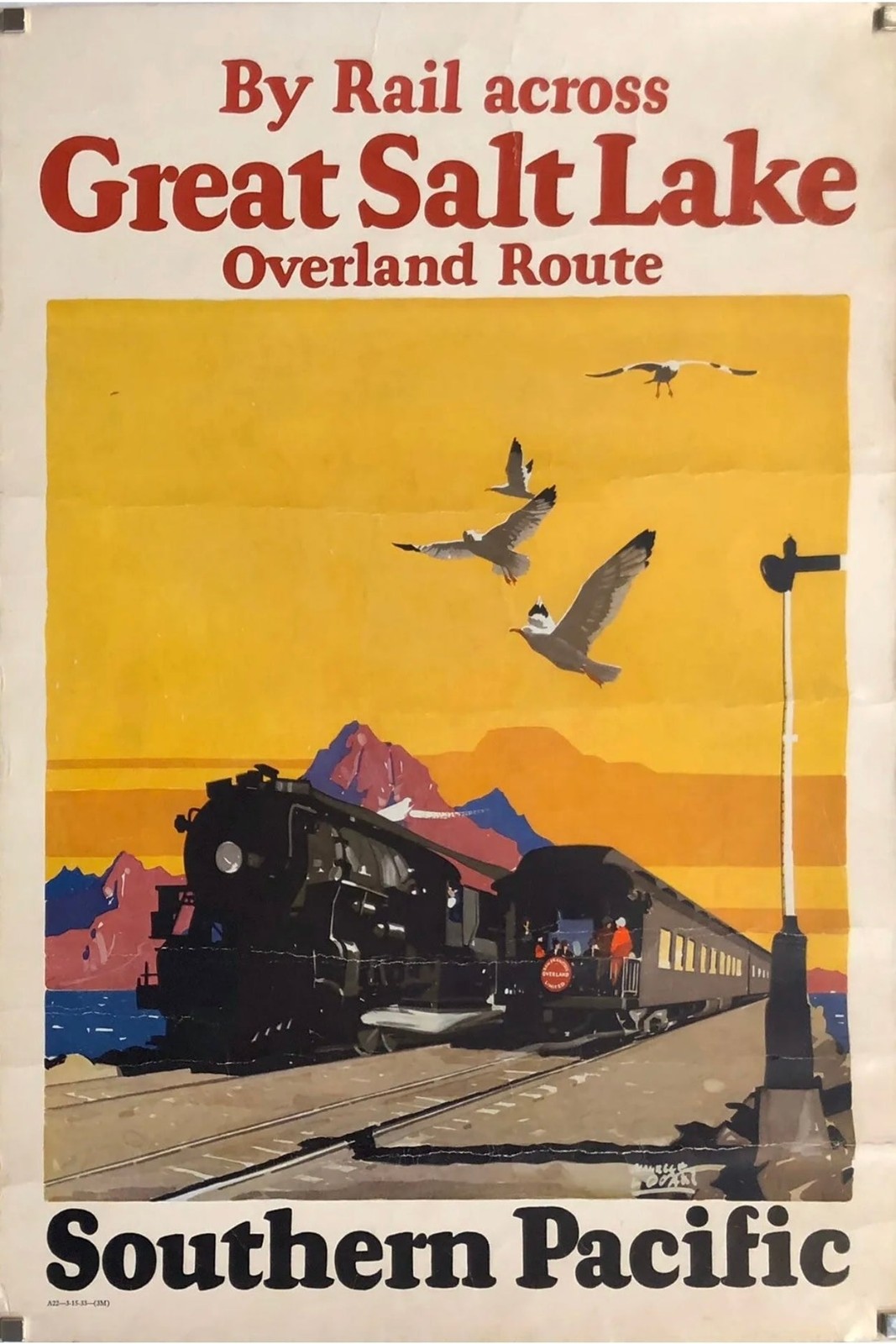 ποΈ Southern Pacific Poster - By Rail Across Great Salt Lake (c. 1930s) - ποΈ Southern Pacific Poster - By Rail Across Great Salt Lake (c. 1930s) -