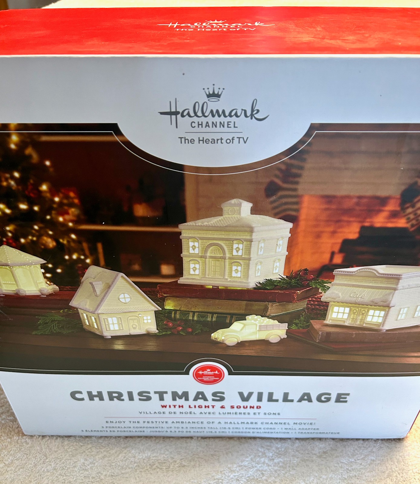 Hallmark Channel Christmas Village 2021  NIB Light Sound White Ceramic truck