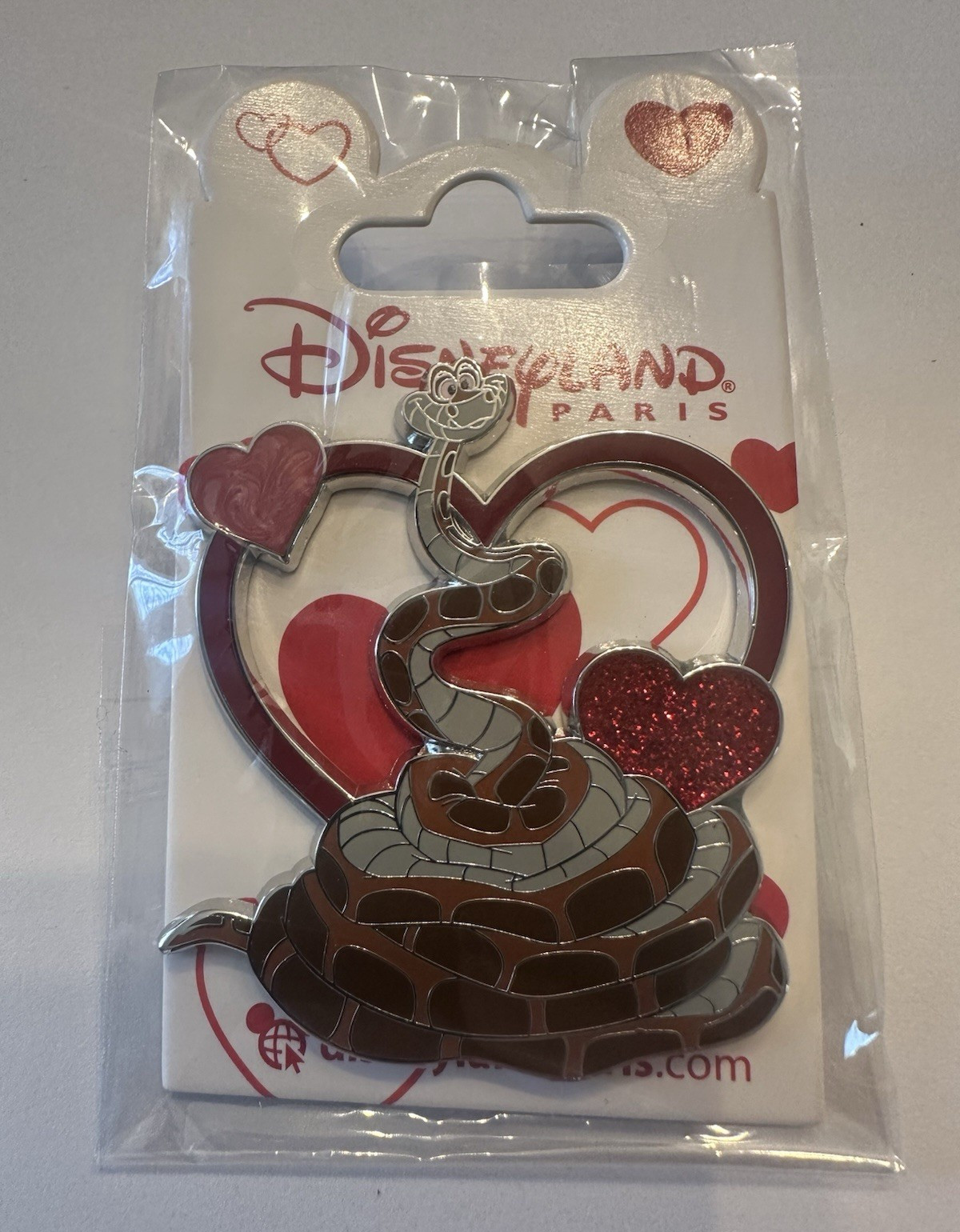 Disneyland Paris Disney Jungle Book Kaa Valentine\'s Day Glitter Heart Pin 2023