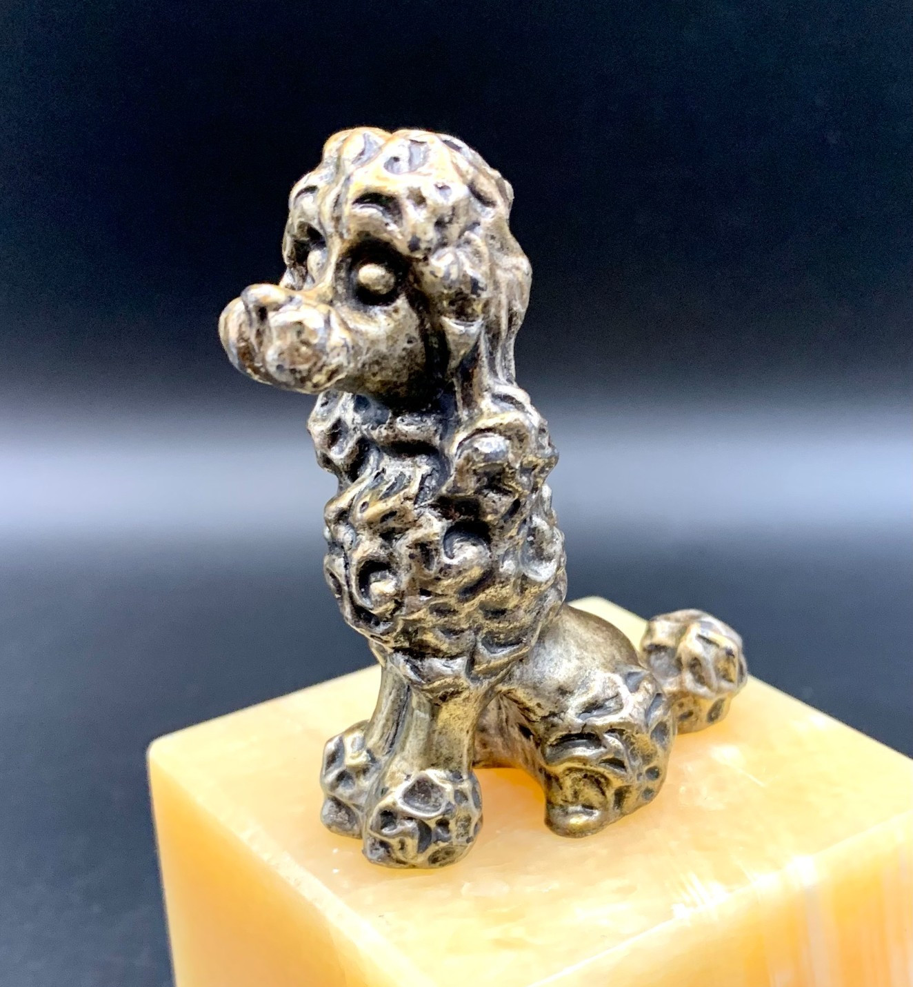 Vintage Ampersand Pewter Poodle Figurine Mini Solid Metal Textured USA 1970-80s