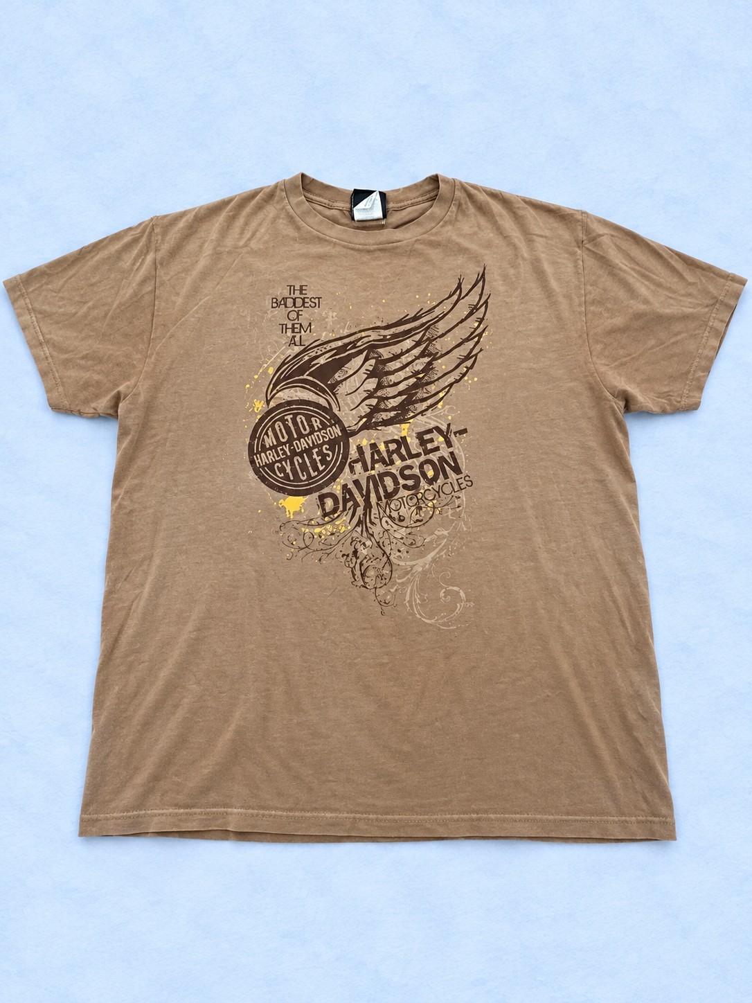 Harley Davidson 2009 Licata Sicily Italy TShirt XL Brown Bravado Motorcycle Rare
