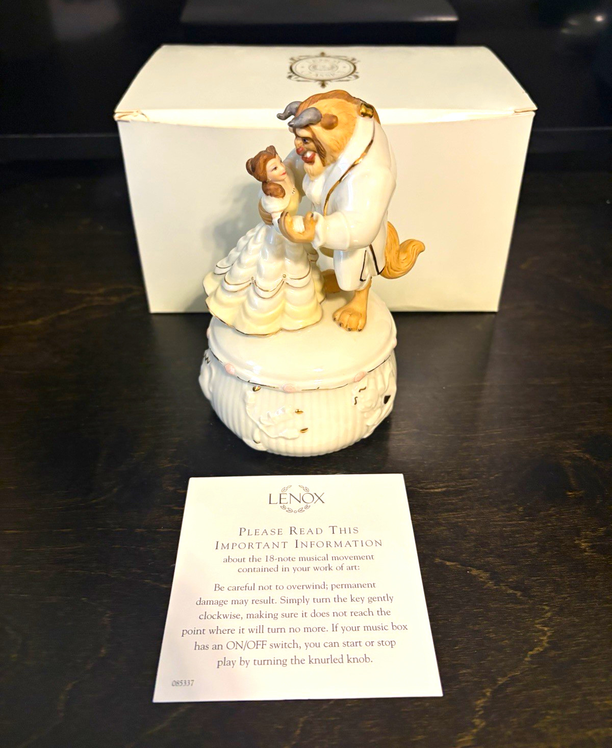 Lenox Disney Beauty & The Beast 2001 Anniversary Limited Edition Music Box