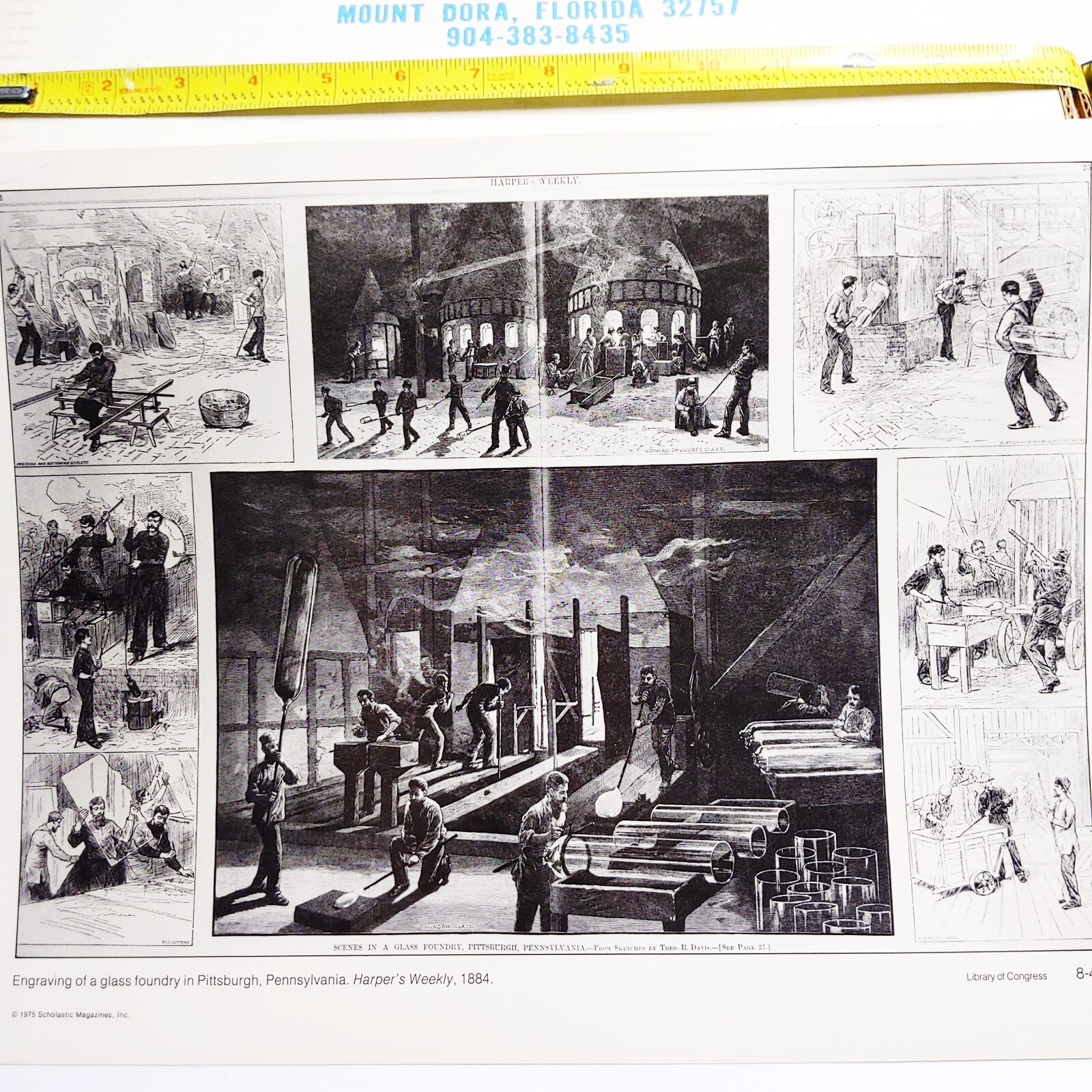 1884 Pittsburgh, PA Glass Foundry Factory Occupational 11x14