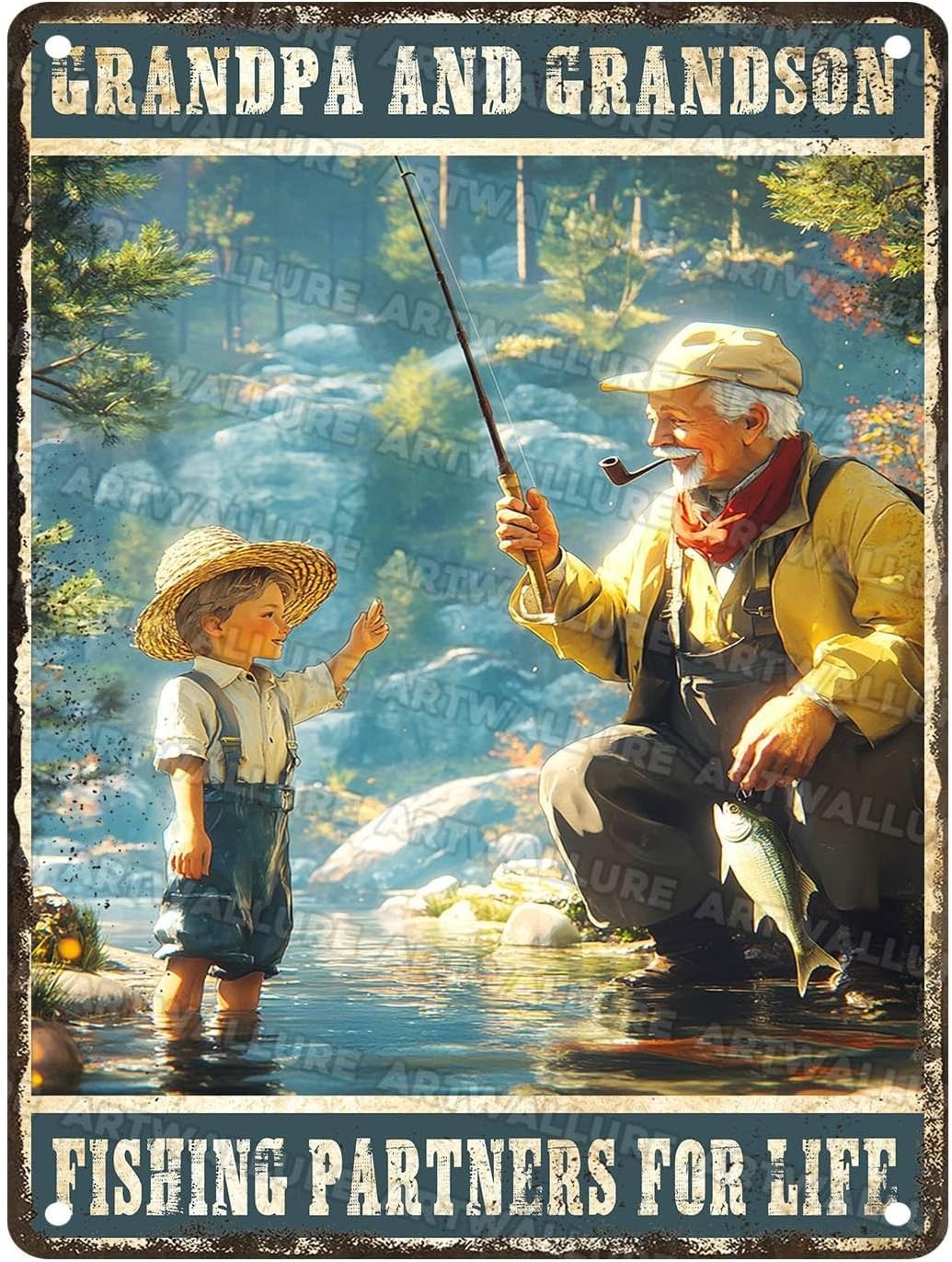 Fishing Gone You Don\'t Stop Fishing Tin Metal Signs Home Décor 8x12 